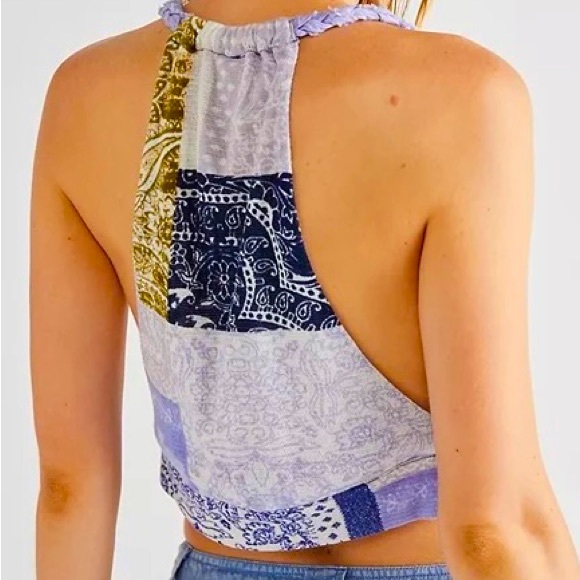 Free People Laila Top - Lilac/Purple/Blue Combo Bandana Boho Tank - Size L - NEW - Picture 2 of 9